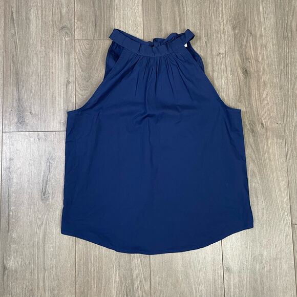 J Crew Sleeveless Bow Back Halter Cute Trendy Blue Fashion Top US Women's XL New - Picture 3 of 6